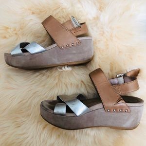 Silver Dansko Platform Sandals